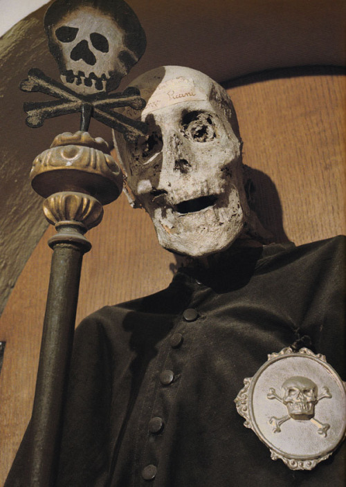 mortem-et-necromantia:  Vincenzo Piccini is the only clothed mummy in the Chiesa Dei Morti of the Confraternity of Buona Morte in Urbania, Italy. He is dressed in the robes of the religious order he was a member of and he wears the silver badge of Death.