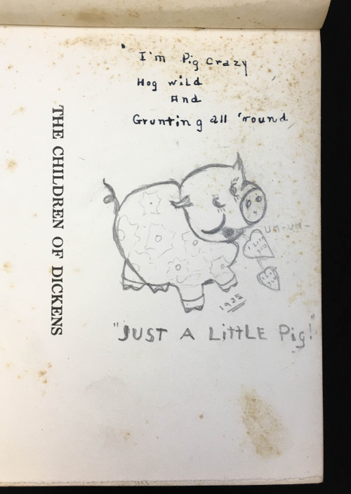 Pencil sketch dated 1935 found on the half title page of The Children of Dickens by Samuel McChord C