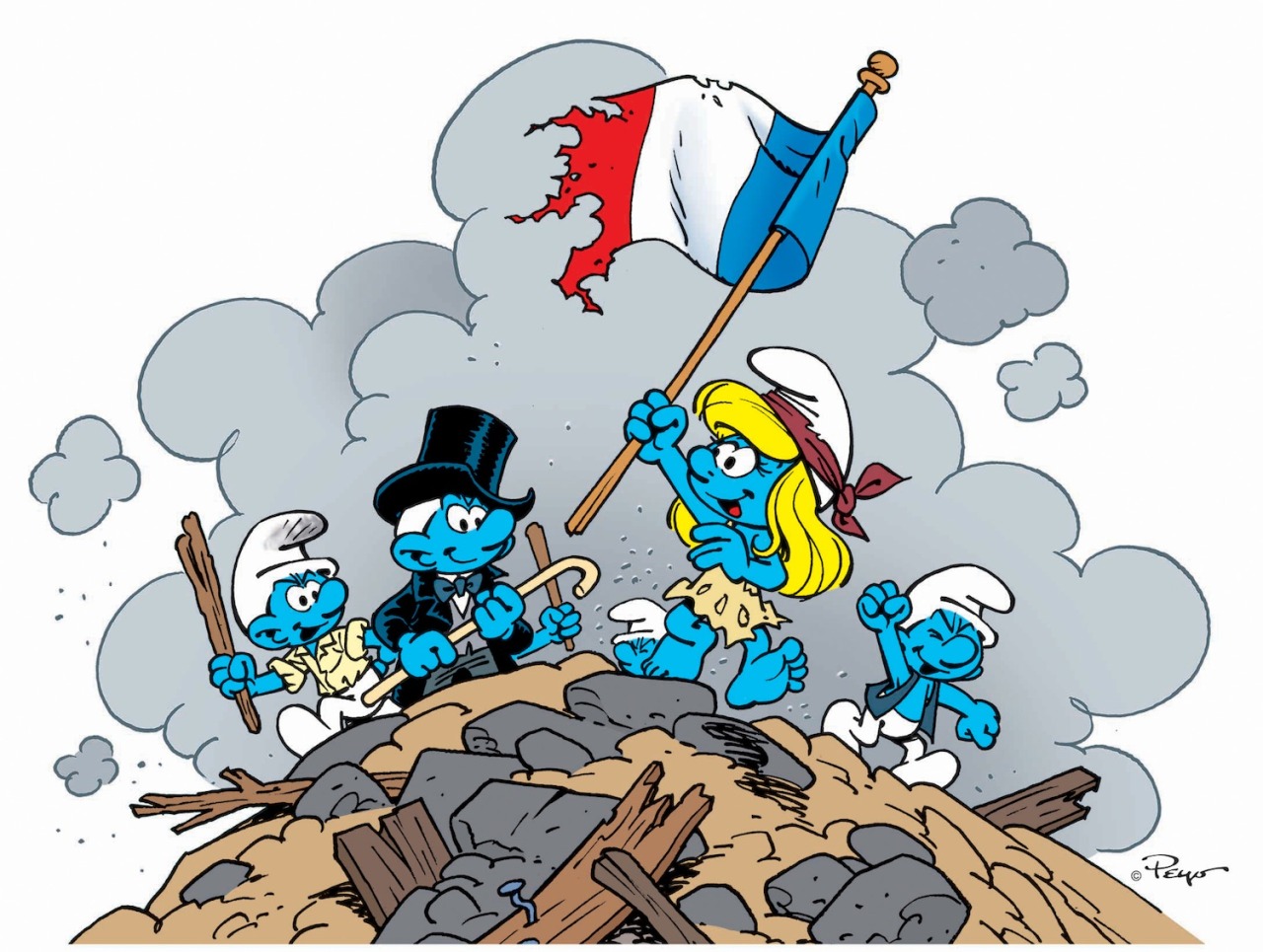 Viva La Smurf! In France, today is Bastille Day. Once again, LAFIG, the wonderful company in charge of all things Smurf, has provided me with the image commemorating this historic time in French history.
This image is a Smurfy take on the famous...