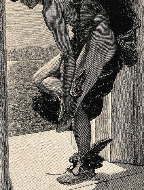victorianink:Mercury / Hermes (detail) wood engraving by Jonnard (1866) after William Blake Richmond