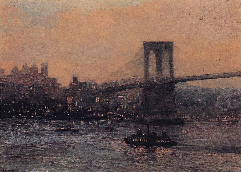 artishardgr:  Edward Willis Redfield - Brooklyn Bridge at Night 1909 