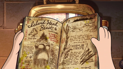 headful-of-feathers:  “There is no  other place I would rather be in Gravity Falls than the lake. It reminds me of my childhood.   … Glass Shard Beach”Note the meaningful “…” and a scribbled out drawing of a boat.  Is this “Stan ‘O’