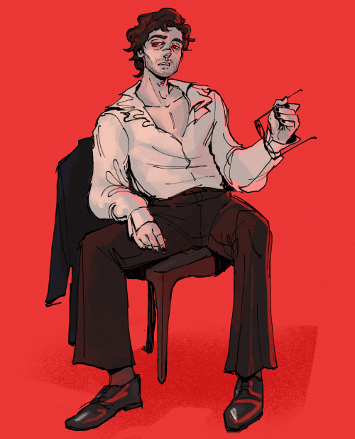 wuntrum: the vampirification of will graham (inspired by a drawing by @/rottensu , for a redraw thin