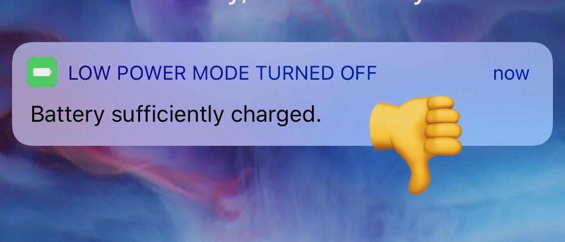 Nobody wants low power mode to turn off at 80%
I ❤️ Low Power Mode.
This setting that disables background tasks on iOS to give a longer battery life is great. I think most people would agree, additional battery life is worth far more than CPU speed...