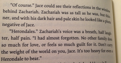 theleavetaking:I took pictures of many Will/Jem/Tessa references in City of Heavenly Fire. This book