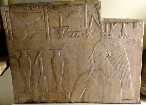 Limestone slab depicting Hapy (Hapi), ancient Egyptian god of the annual Nile flooding.  Artist unkn