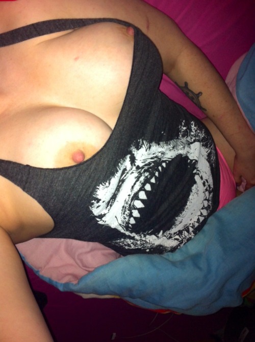 blackmetalslavegirl:  mooskiemallie:  Jaws attack!  I looooooooooove your boobies! Those nipples are adorable babe!