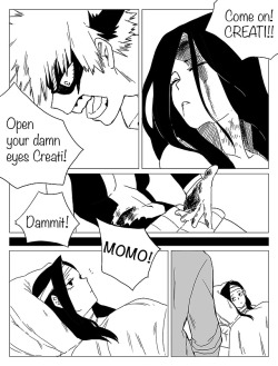 transforme-moi: littleroundpumpkin:   Bakumomo Day 5: Pro-Hero Life (at least I think that’s what the prompt was…) Anyway, Bakugou often goes off on his own during missions, leaving Momo uncovered and while usually she’s okay, the villains they