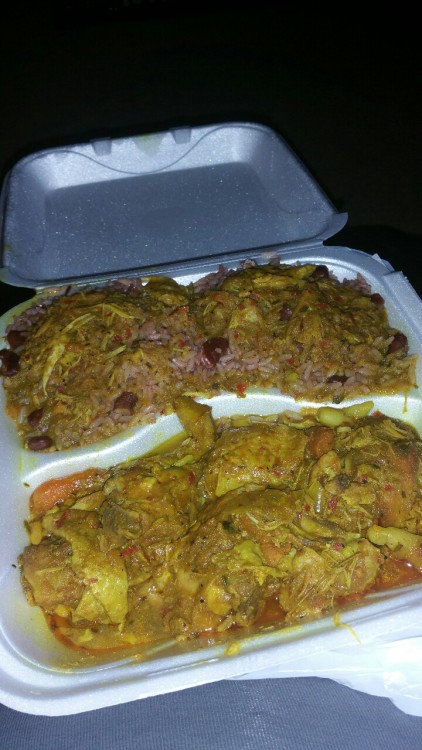 iamkhadijahjames:  They were out of jerk chicken, but this will do just fine!  Damn that looks good