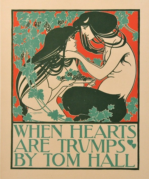 When Hearts are Trumps.Colour Lithograph.28.3 x 23.3 cm.Signed in the plate.Art by William H. Bradle