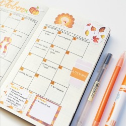 muzikgurl3:  171004 - october monthly spread  🎃  here is my monthly overview of october! i love autumunal colours such as orange, yellow and reds!  fall printables: @journalsanctuary  ❤️ listening to: 365 fresh - triple h  follow my studygram. i