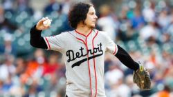 mary85:  deeperintoblack:  Jack White throws the ceremonial first pitch at the Detroit Tigers game 7-29-2014 x &amp; mlive.com  YOU’RE KILLING ME, SMALLS