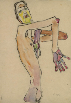 paintmedownsir:  justeunmot:  Male Nude (Erwin Dominik Osen), Egon Schiele.  http://paintmesir.tumblr.com/