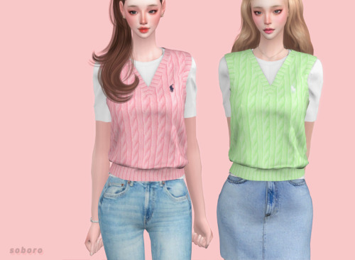 soboro-sims:[soboro] Polo Sweater vest Denim Two-Piece &Polo Sweater vest Top New mesh 38 Swatch