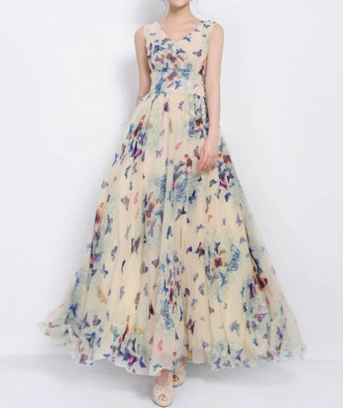 Floral silk chiffon dress