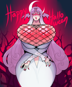 drakdoodles: Happy Halloween!This vampire stores all that blood in her chest :^)