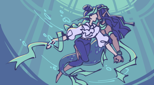 d0ct0r-chan:pirate jolyne and mermaid ermes for mermay! :D