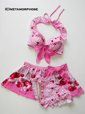 retrololitafashion:  Metamorphose Temps de Fille, Cherry Gingham Bathing Suit (2007)