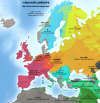 Genetic map of Europe with DNA Haplogroups.