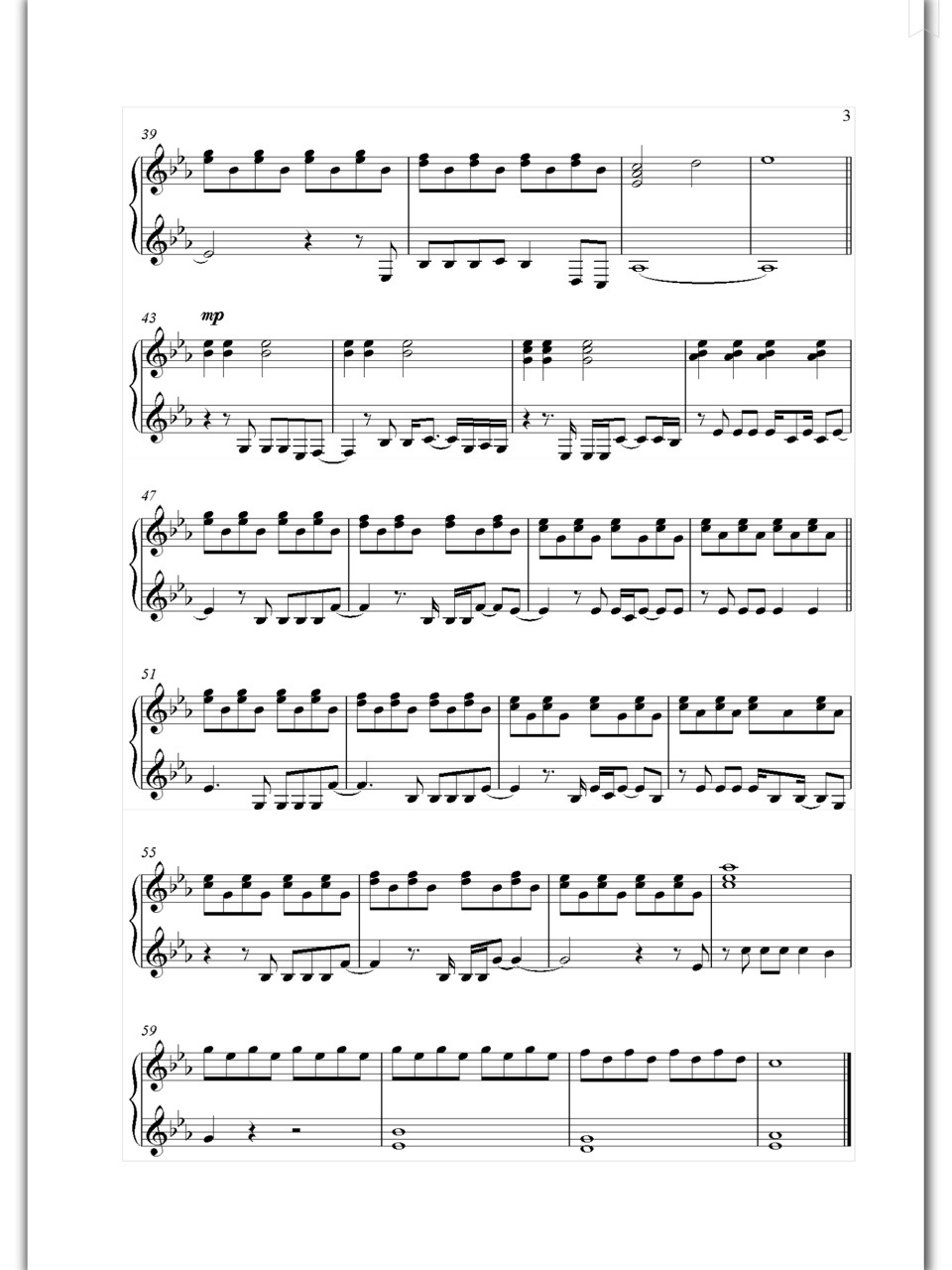 Piano Sheet Music — Down - Jason Walker (Piano Sheet)