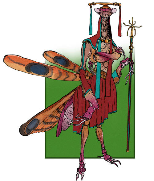 A Mantis Priest with crosier