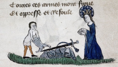  Bodleian Library. MS. Douce 300 fol. 038v, fol. 042. c.140: Le Pèlerinage de la vie humaine. &ldq