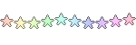 rainbow stars jumping up one after the other in a line