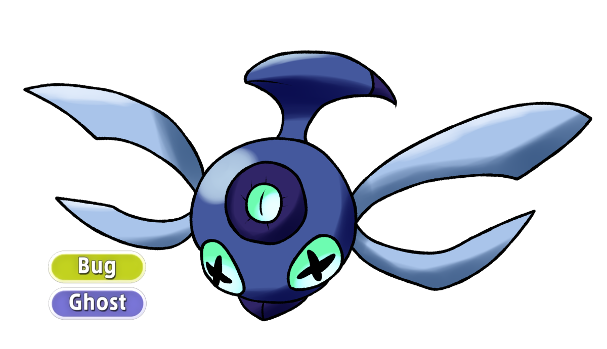 081 - Phantomite
Ghost Wasp Pokemon
“It is a ghost possessing the husk of an insect’s exoskeleton. When it stings a living organism, it tethers its life force to its host, where it’ll be constantly draining life.”