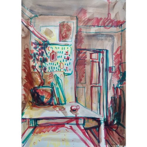 Looking into rooms. . . #sketch #drawing #royaldrawingschool #room #space #mixedmedia #a3 #art #ar