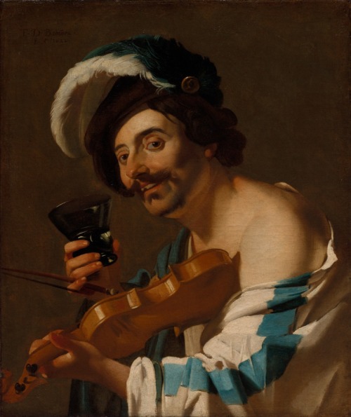 cma-european-art: Violin Player with a Wine Glass, Dirck van Baburen, 1623, Cleveland Museum of Art: