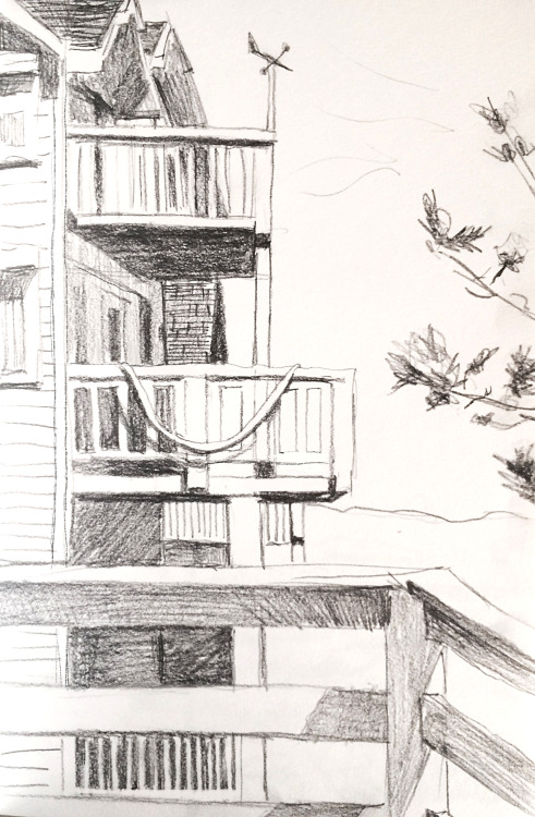 a sketch from the deck of a beach house