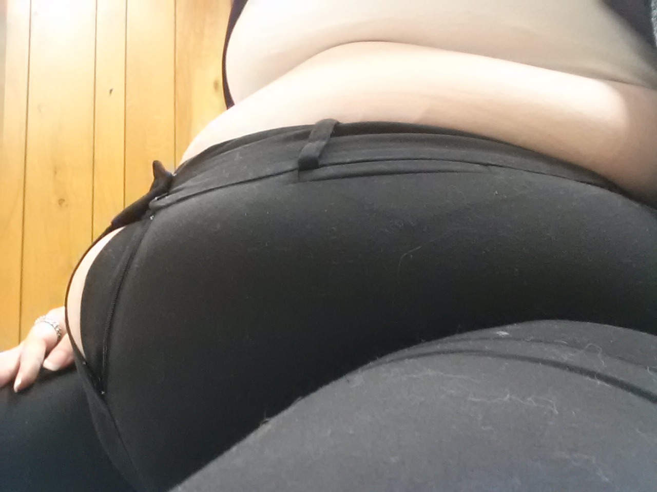 gainingcupcake:  Work pants. And yes, that’s my belly trying to escape through