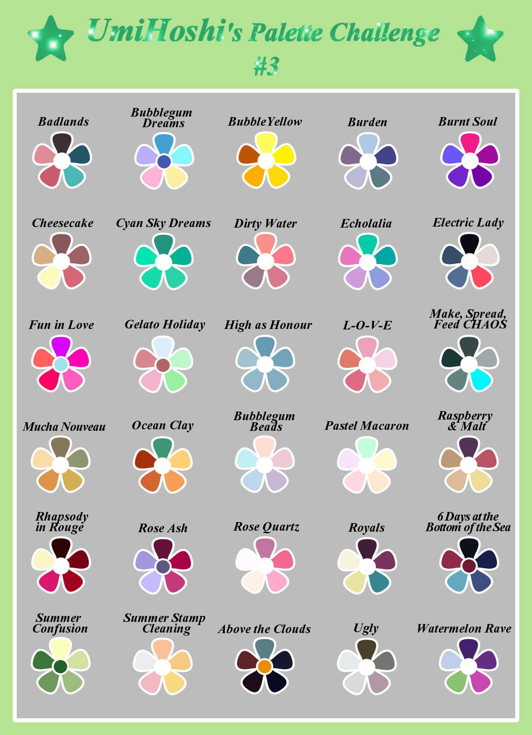 umihoshi-art: “ I’m having a lot of fun doing palette challenges, so I made some of my own~ Feel free to use! All palettes are from @color-palettes ”