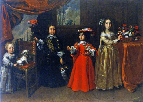 Portrait of the Children of Count Maurizio Messerati by Francesco Paino, called Monsù,1656