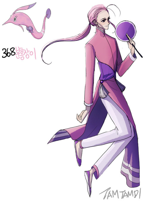 tamtamdi: Pokemon Gijinka 366. Clamperl 367. Huntail 368. Gorebyss youtube | instagram | twitte