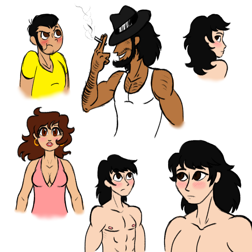 I just wanted to get a feel of how to color in these guys but there ended up being gratuitous shirtless Goemon. whoops. 