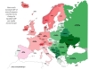 If we were to equalize GDP per capita across Europe.
[[MORE]]by coneyislandimgur:
To come up with the equalized GDP, I divided the total nominal GDP of European countries ($19,937,084,391,792) by the number of people living in these countries...