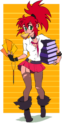 peppertode:  “WORK IT, GIRL!“ Gertie in what barely passes as office(?) or school(?) attire.   I want &gt; .&lt;