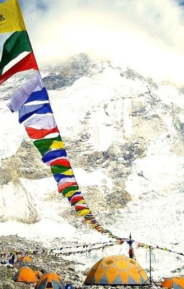 Prayer flags at Everest Base Camp, Himalayas, Nepal