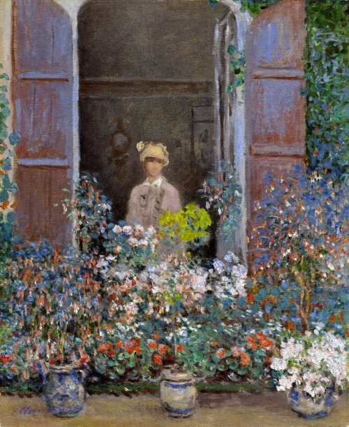 “Camille Monet at the Window, Argentuile” (France,1873) Oil on canvas, By Claude Monet