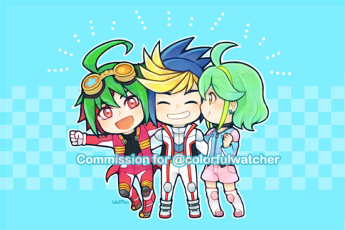 Chibi commission for @colorfulwatcher! Yuya, Yugo and Rin from Yugioh Arc-V.Thank you so much for th