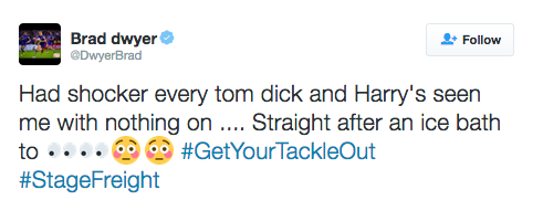 notdbd: Brad Dwyer of the Warrington Wolves caught naked in the postgame locker room right after tak