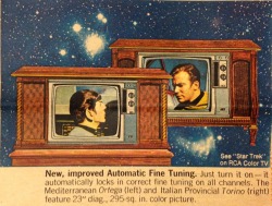 wordfromoursponsor:  Spock &amp; Kirk, together at last, on RCA televisions (1968)