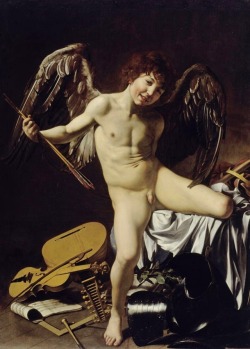 sulphuriclike:  Caravaggio_Amor Vincit Omnia_1602