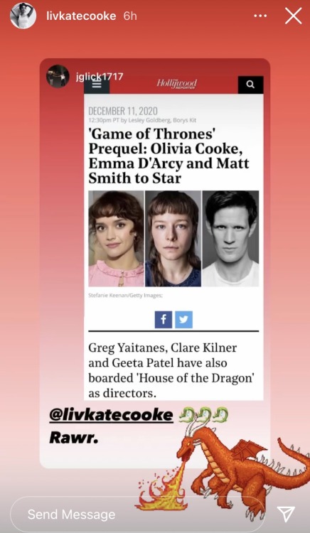 Emma D’arcy and Olivia Cooke’s Instagram story reactions to the House of the Dragon casting announce