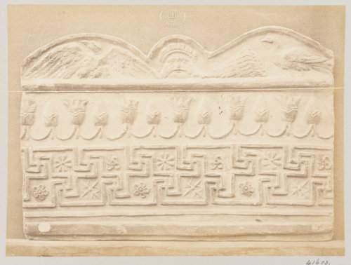 Bas-relief of Palmette and Meandres in terra cotta, photograph by Louise Laffon, part of a series of
