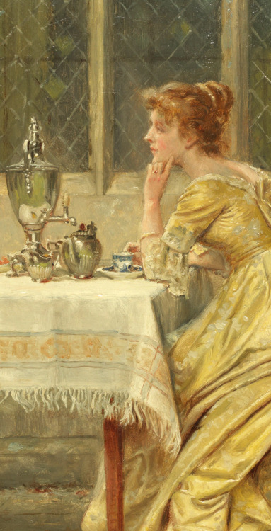 antoniettabrandeisova:The Tea Party (detail), George Goodwin Kilburne (British, 1839-1924)
