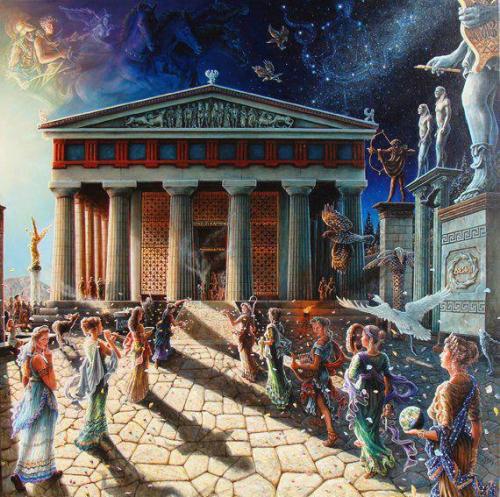 magnaeuropa:shakypigment:The nine Muses at the Temple of Apollo in Delphi