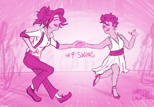 zyera and isadora for inktober day 9!! one of their favourite things to do together is swing dancing