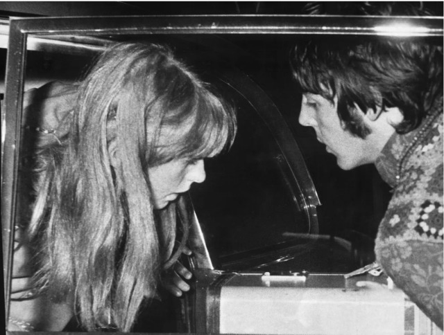 New! Jane Asher and back then boyfriend, Paul McCartney arrive home in St Johns Wood, London, from Bangor in North Wales 